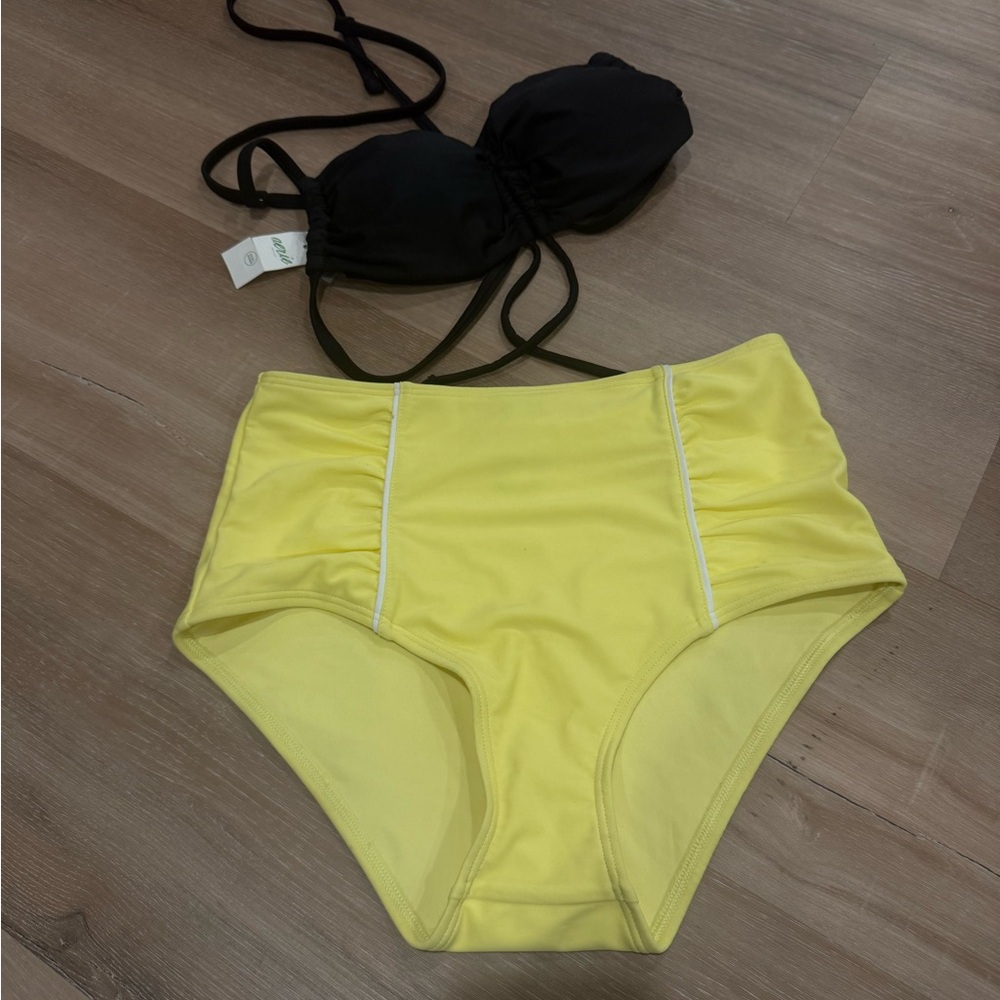 Aerie Black Top and Yellow High-Waisted Bikini
